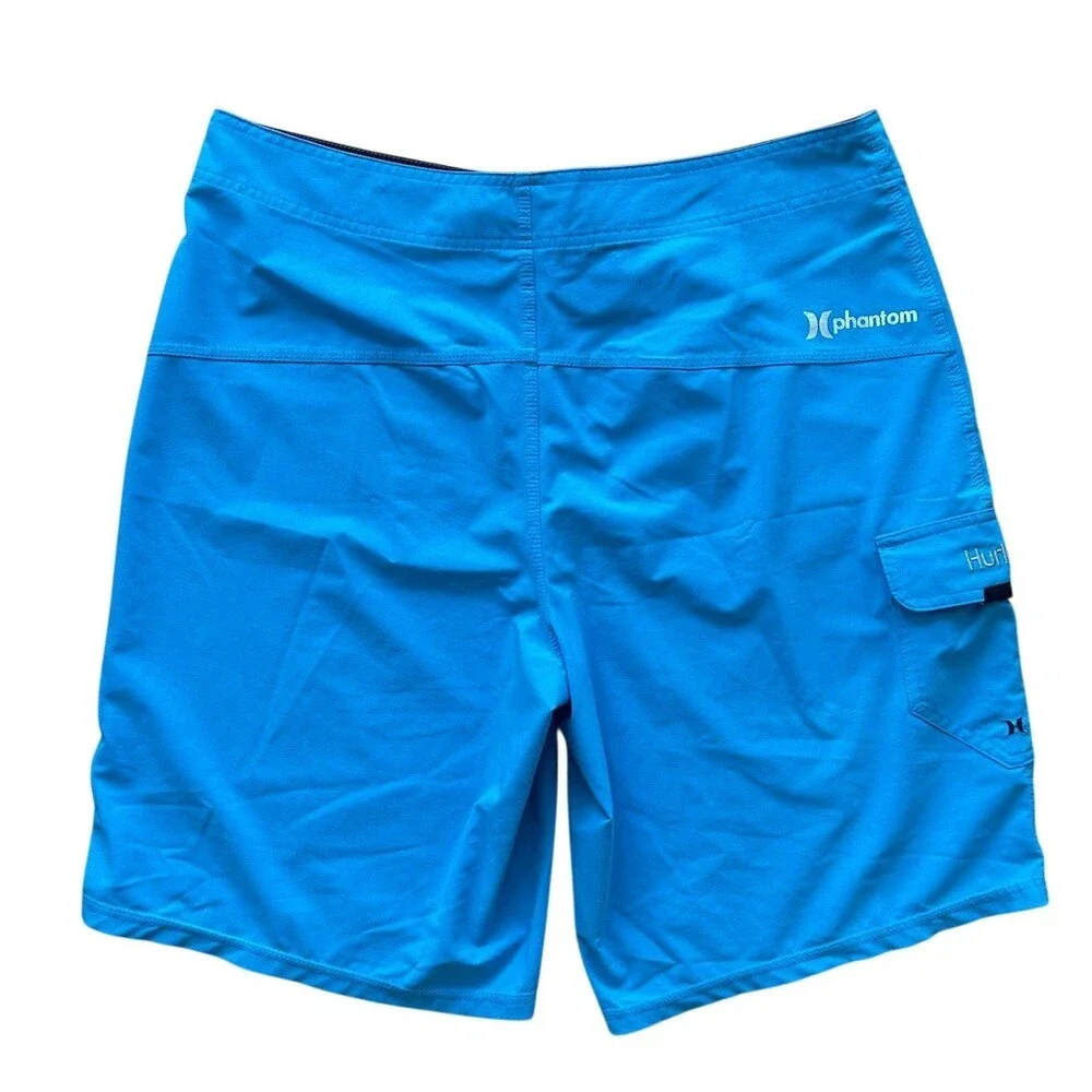 Hurley Phantom Men's Boardshorts Blue Solid Surf Swim Trunks One Size - Picture 4 of 5